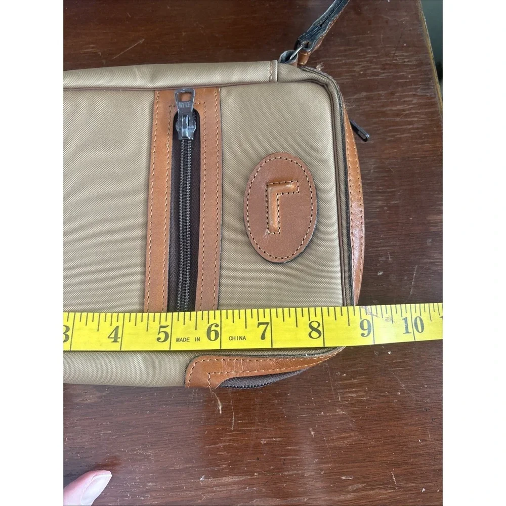 Lancel‎ Paris Unisex Tan Nylon Clutch Travel Bag Vintage Rare